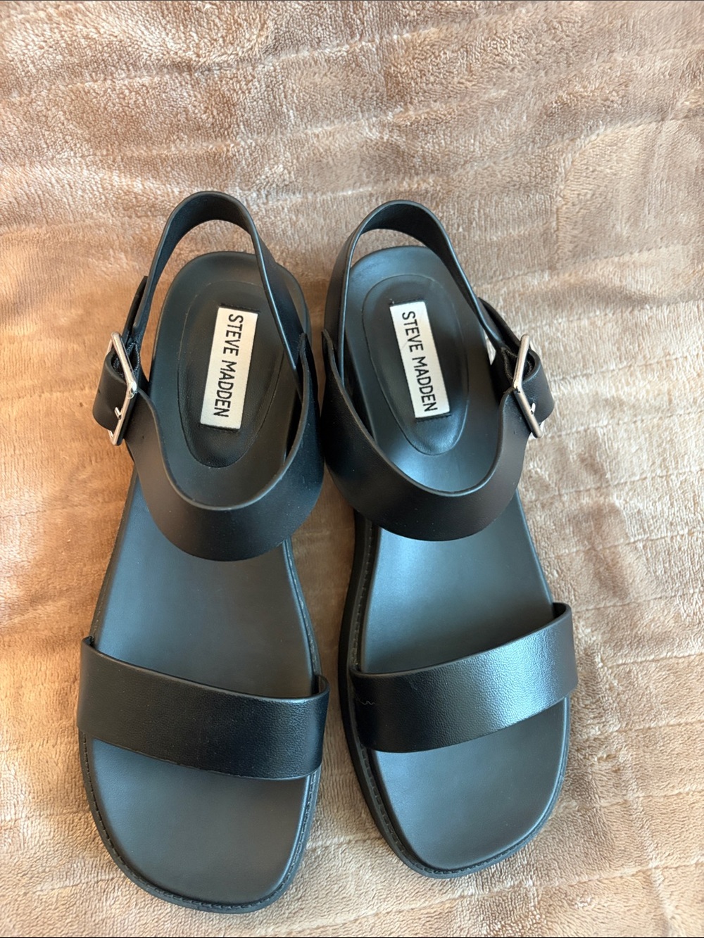 Steve Madden “Riley” Black Women's Buckle Slingback Sandals